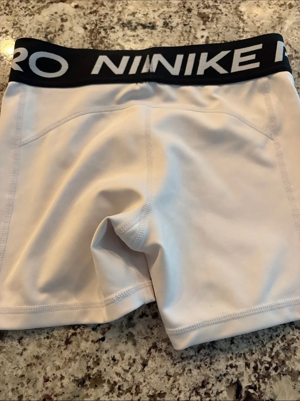 Nike Pro White Girl's Bike Shorts with Black Logo Waistband